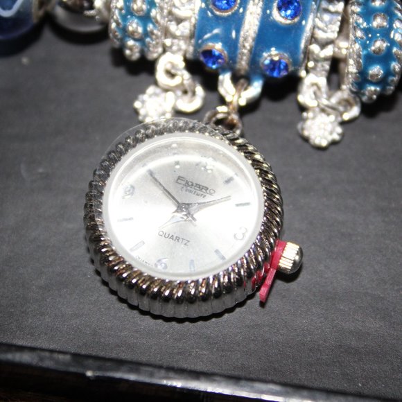 Figaro Couture Quartz Watch Bracelet And Matching Stretch Bracelet Blue/Silver🌻 - Picture 2 of 9
